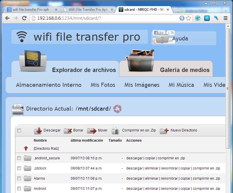 Sincronizar datos con WiFi File Transfer Pro