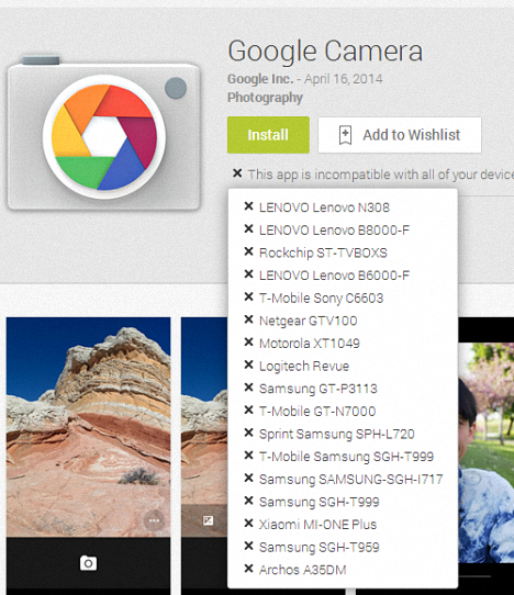 Camara de Google para Android 4.4