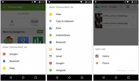 opciones para compartir en Android 5.0