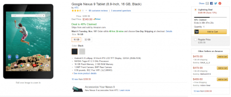 promocion de un Nexus 9 en Amazon 01