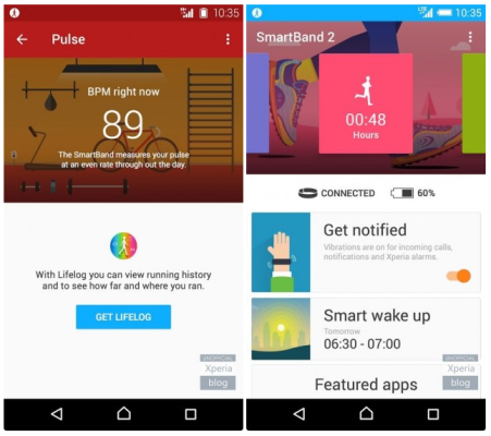 Interfaz de la aplicación Android para el SmartBand 2 SWR12