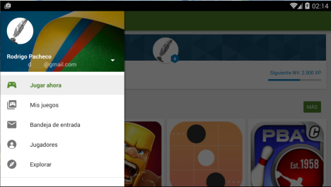 Interfaz de Google Play Games