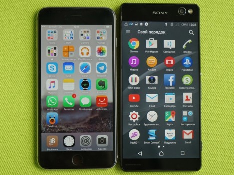 Comparativa entre las pantallas de un iPhone 6 y un Xperia C5 Ultra