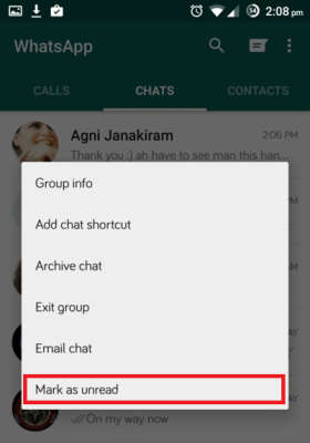Marcar una conversación WhatsApp como no leída