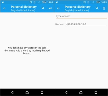 Agregar palabras al Diccionario Android