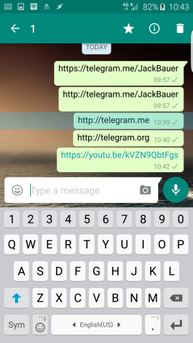 WahtsApp Messenger bloquea URLs de Telegram