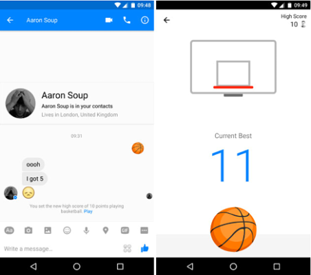Baloncesto en Facebook Messenger Android