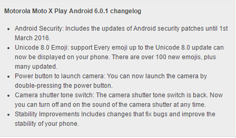 Motorola Moto X Play actualizacion Android 6.0.1
