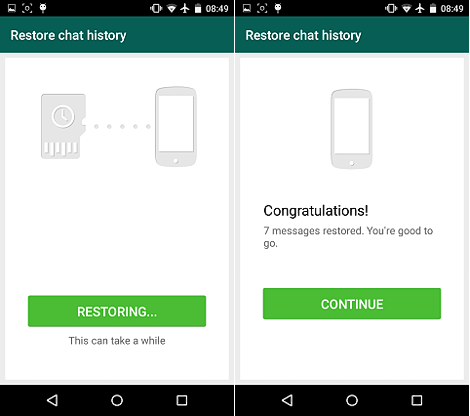 Transferir chats en WhatsApp Android