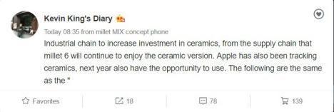 Xiaomi Mi 6 hecho en ceramica