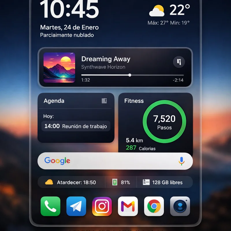 ¡Transforma tu Android! Guía Completa de Personalización de Temas y Launcher para Amateurs. 2 Muestra de paquetes de iconos diversos en una pantalla de inicio de Android
