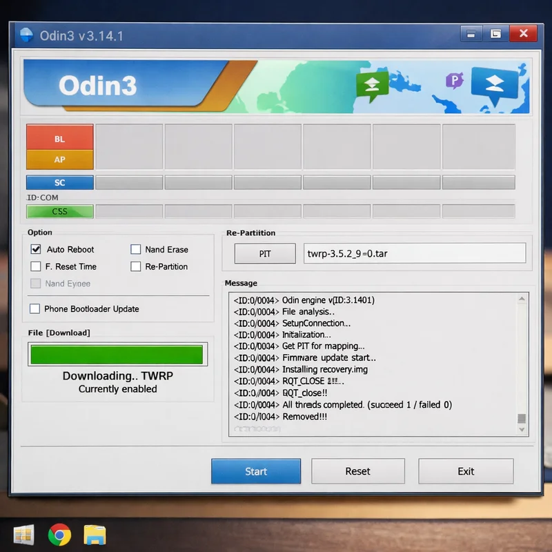 ¡Desbloquea tu Samsung Galaxy J7! Guía Definitiva para Rootearlo con #TutorialEspañol #RootAndroid #GalaxyJ7 4 odin-flasheando-twrp