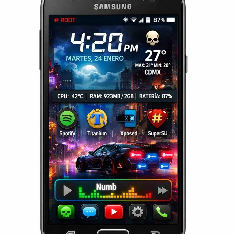 ¡Desbloquea tu Samsung Galaxy J7! Guía Definitiva para Rootearlo con #TutorialEspañol #RootAndroid #GalaxyJ7 2 Samsung Galaxy J7 rooteado mostrando pantalla de inicio personalizada