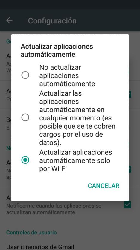 Desactivar Actualizaciones Aplicaciones Android