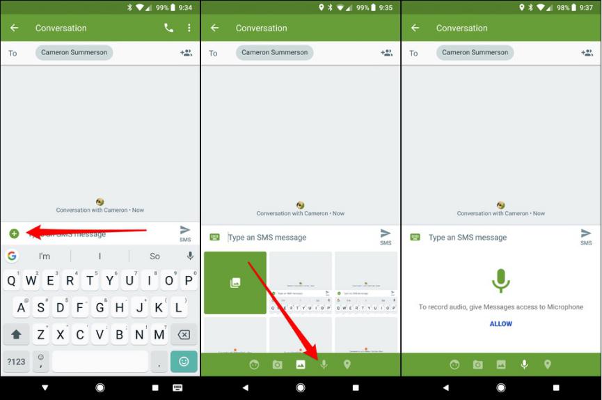 Enviar grabaciones de voz con Mensajes Android