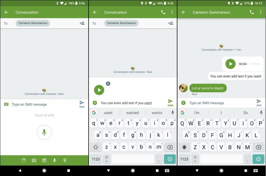 Enviar grabaciones de voz con Mensajes Android