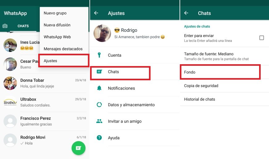 cambiar fondo del Chat en WhatsApp Android