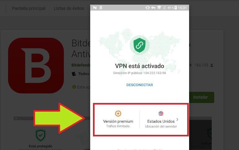 Instalar Bitdefender para Android con VPN