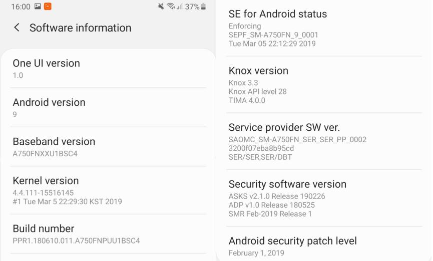 Samsung Galaxy A7 Pie Android 9 actualizacion