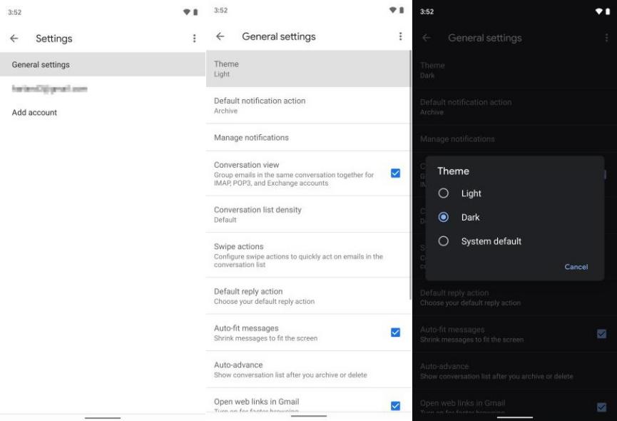 Modo Oscuro en Gmail Android