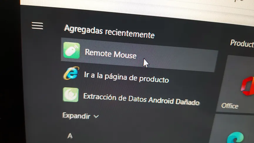 remote Mouse en Inicio de Windows 10
