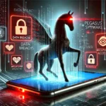 Here's a conceptual illustration representing Pegasus spyware and its effects on a smartphone. The image highlights the ominous presence of surveillance and digital breaches. Let me know if you need further modifications!