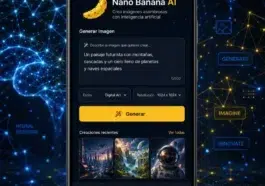 Potencia tu Creatividad Móvil: Cómo Nano Banana AI Transforma las Aplicaciones Android de Generación de Imágenes y Video 15 Teléfono Android mostrando interfaz de aplicación AI para generación de imágenes con gráficos neuronales de fondo, representando Nano Banana AI.