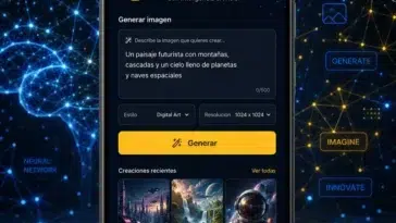 Potencia tu Creatividad Móvil: Cómo Nano Banana AI Transforma las Aplicaciones Android de Generación de Imágenes y Video 6 Teléfono Android mostrando interfaz de aplicación AI para generación de imágenes con gráficos neuronales de fondo, representando Nano Banana AI.